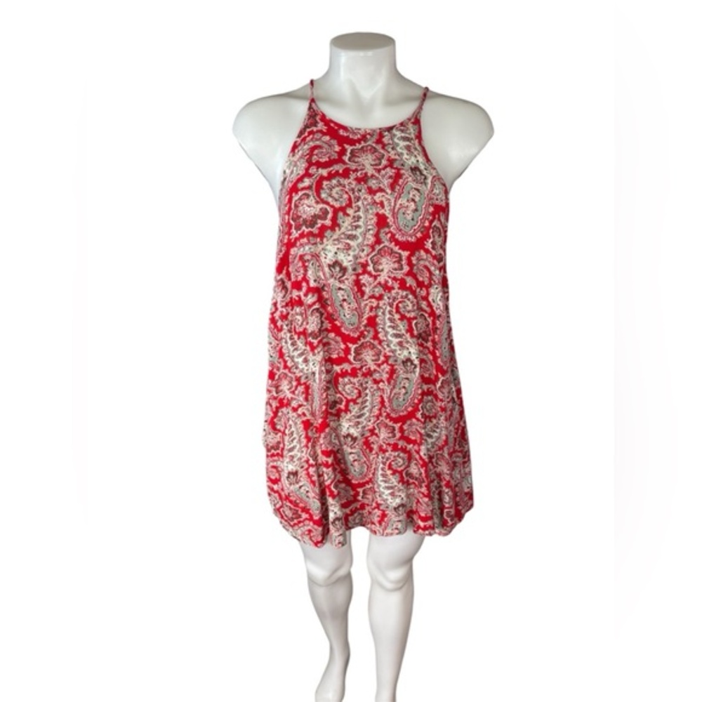 American Eagle Outfitters Red and White Paisley Top